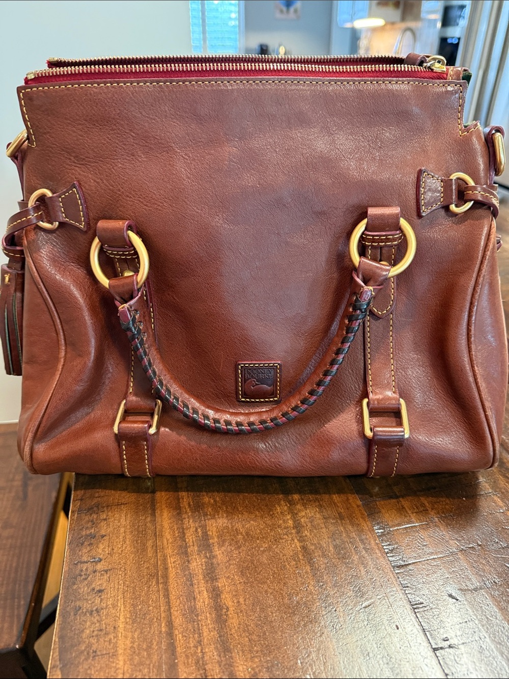 Dooney & Bourke Chestnut Brown Florentine Leather SatchelTop-Handle Shoulder Bag